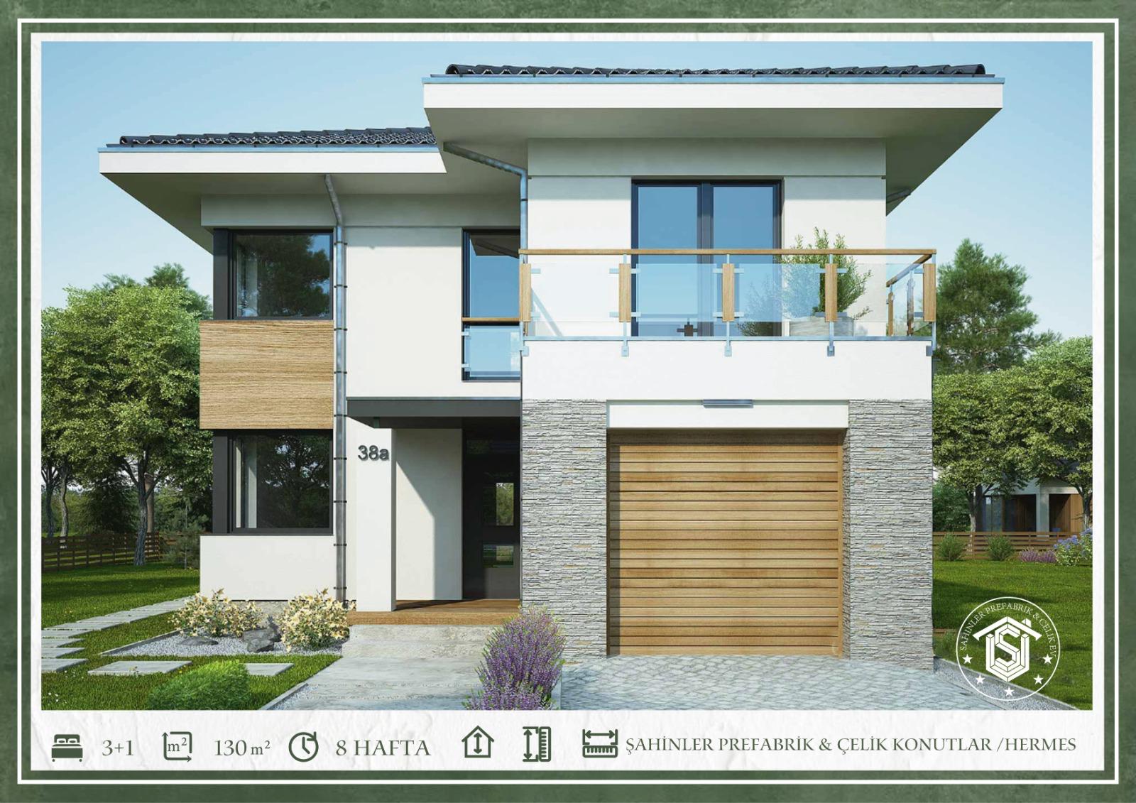 Hermes 130 prefabrik hafif çelik konut modeli
